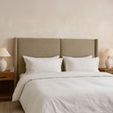 Ver imagem 5 de Cabeceira Cama Queen 176 Cm Estofada Linho ou Veludo Editável Cor:linho Philips Amêndoa
