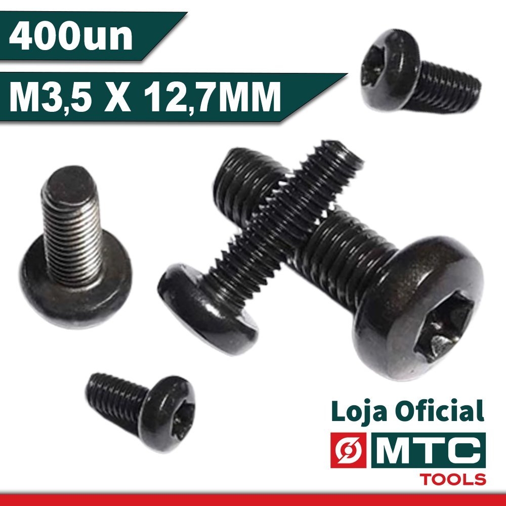 PARAFUSO TORX T15 C.PANELA M3,5 X 12,7 ZINCO PRETO - 400Pçs - 5