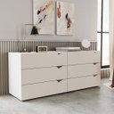 Ver imagem 1 de Cômoda Porto com 6 Gavetas 150x63cm Branco/Creme 240821