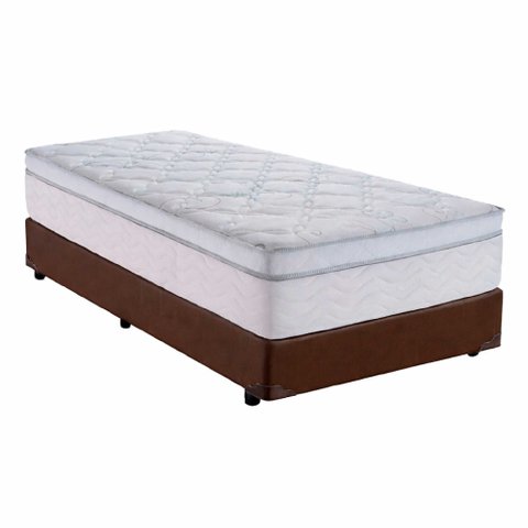 Cama Box Solteiro 88 Sintético Marrom com Colchão Toronto Molas Ensacadas Branco D33 32cm
