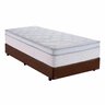 Cama Box Solteiro 88 Sintético Marrom com Colchão Toronto Molas Ensacadas Branco D33 32cm - 1