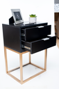 Ver imagem 3 de Mesa De Cabeceira Industrial Preto 30cm COM 2 GAVETAS BASE DOURADA - Enviamos MONTADO
