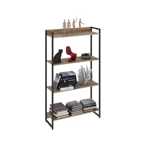 Estante Multiuso Para Escritório Industrial 04 Prateleiras Areta 145x80cm C01 Carvalho - Lyam