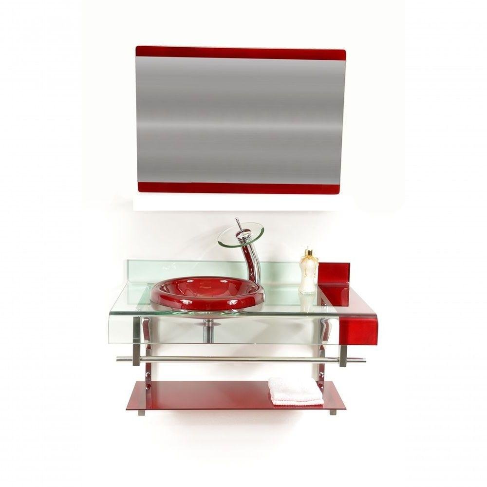 Gabinete De Vidro Inox 90cm Curvado Duplo Vermelho Cereja - 1