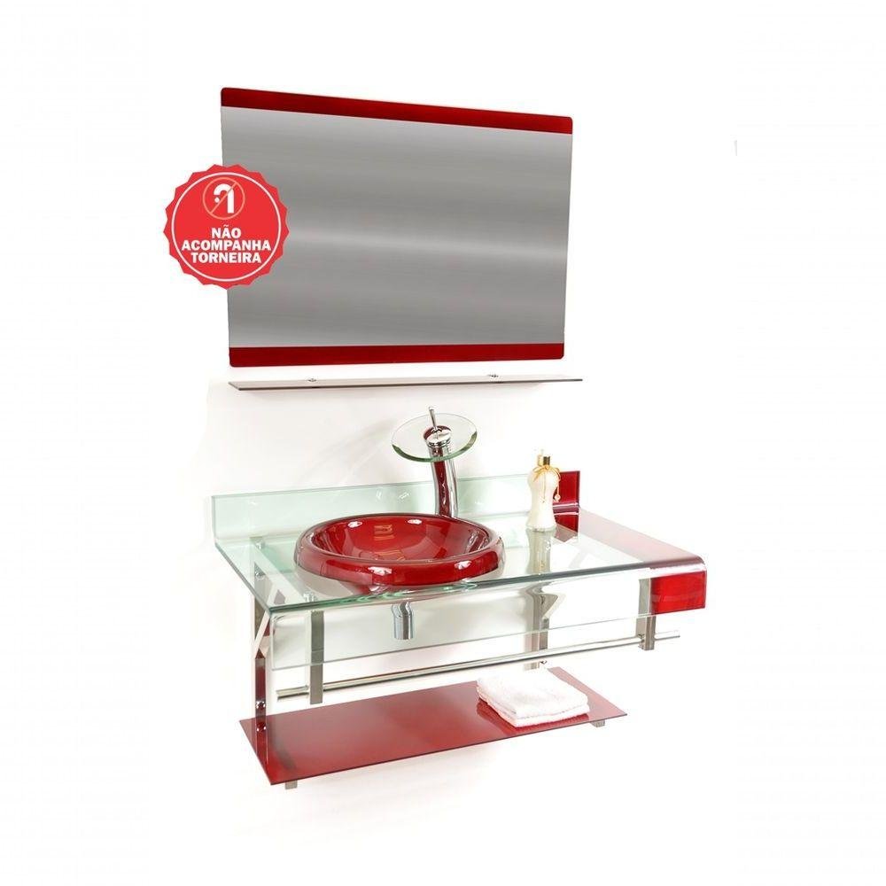 Gabinete De Vidro Inox 90cm Curvado Duplo Vermelho Cereja - 5