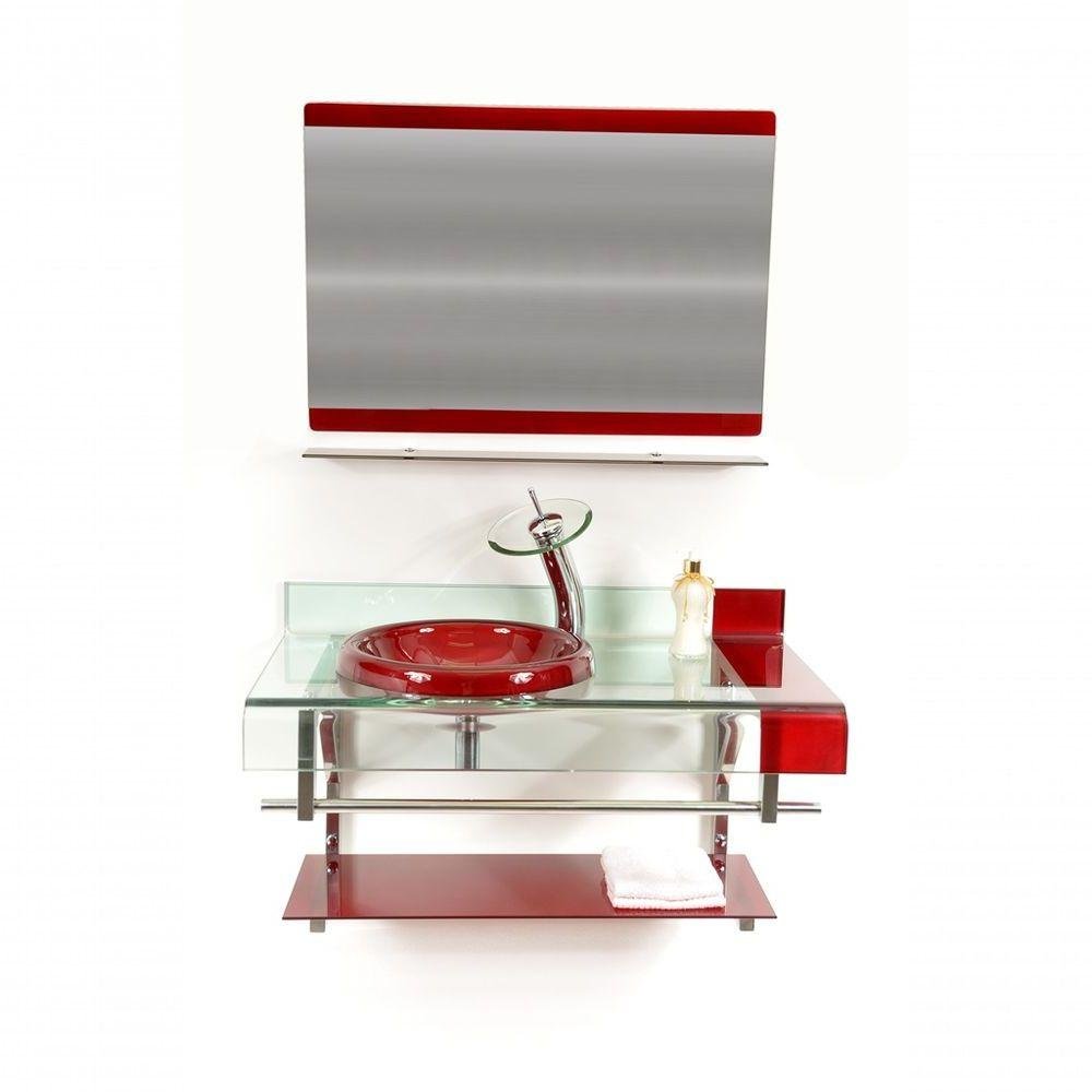 Gabinete De Vidro Inox 90cm Curvado Duplo Vermelho Cereja - 3