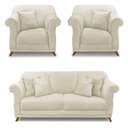 Ver imagem 1 de Kit 2 Poltronas E Sofá 2 Lugares 1,80m Bege Pés Castanho