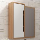 Ver imagem 1 de Espelho para Banheiro 60x60cm 1 Porta com 3 Nichos BN3648 Tecnomobili Amêndoa/Branco
