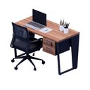 Ver imagem 2 de Escrivaninha 1,20m X 0,60m Gaveteiro Suspenso 2 Gavetas F5 Cor:nogal com Preto