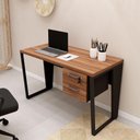 Ver imagem 1 de Escrivaninha 1,20m X 0,60m Gaveteiro Suspenso 2 Gavetas F5 Cor:nogal com Preto