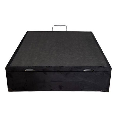 Box Baú Casal Suede Preto So1clique 1,38 X 1,88 Pistão a Gás