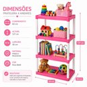 Ver mais imagens de Estante Organizador Brinquedos Rosa Prateleira Infantil 4 Andares Quarto Bebe Multiuso Resistente Ca