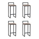 Ver imagem 1 de Kit 4 Banquetas Industrial Alta Bar Cozinha Bistrô em Aço Dori Preta Assento Suede Bege - Cor: