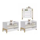 Ver imagem 1 de Jogo de Quarto Infantil Gêmeos com 2 Berços Encanto Fantasia e Cômoda Branco