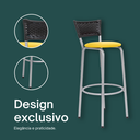 Ver imagem 4 de Kit 4 Banquetas Alta Banco para Balcão Junco Preto Àrea Gourmet Ilha Bancada bares Churrasqueira