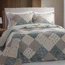 Ver imagem 2 de Colcha Patchwork Casal Dupla Face C/ Porta Travesseiro Lucca 6 Rozac