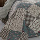 Ver imagem 3 de Colcha Patchwork Casal Dupla Face C/ Porta Travesseiro Lucca 6 Rozac
