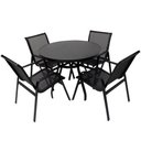 Ver imagem 1 de Jogo de Mesa Ripada Aluminio 4 Cadeiras Tela Sling Piscina Preto