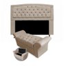 Kit Cabeceira Geovana + Calçadeira Baú Veneza Queen Size 160cm Suede - Ecotec Decor:Bege - 1