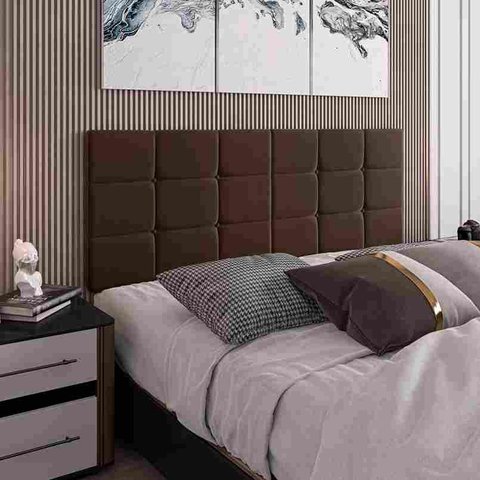Cabeceira para Cama Casal Bia1,60 Estofada Suede Marrom - Rede Móveis