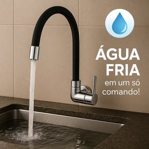 Torneira Flexível Parede Cozinha Gourmet Preta Black Fc01