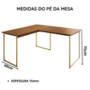Ver imagem 5 de Mesa em L para Estudos e Trabalho com Pé de Ferro Max 150x150 cm - Freijó/Dourado