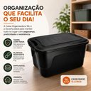Ver imagem 3 de Caixa 15L Preta com Tampa Trava Organizador Empilhavel Brinquedos Roupas Sapatos Objetos