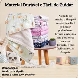 Manta de Bebe Sherpa Cobertor Quentinho 80cm X 75cm Fofinho Estampas Lindas - 2