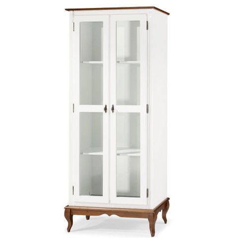 Cristaleira 2 Portas e 3 Prateleiras com Pés Luiz Xv 60300 Linz Móveis - Branco/imbuia