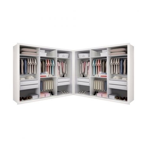 Closet Casal Premium sem Portas 8 Gavetas Paris Duo -Mt- Rei de Casa Branco