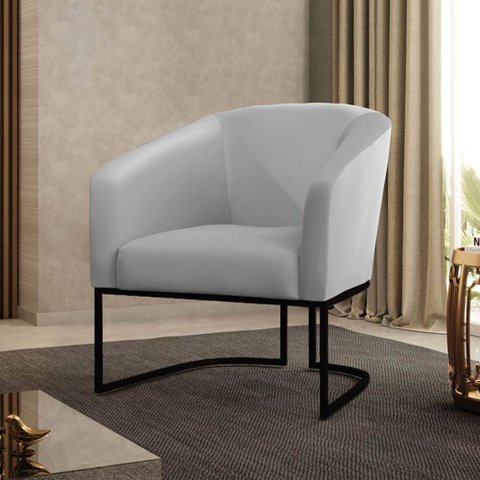 Poltrona Stella Corino Base Industrial Preto D03 - D'Rossi