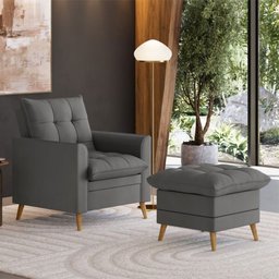 Poltrona Decorativa York C/ Puff em Veludojust Time - 5