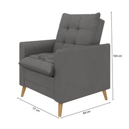Poltrona Decorativa York C/ Puff em Veludo e Fibras de Silicone Just Time - 4