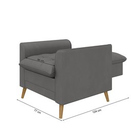 Poltrona Decorativa York C/ Puff em Veludo e Fibras de Silicone Just Time - 5