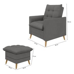 Poltrona Decorativa York C/ Puff em Veludojust Time - 6