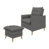 Poltrona Decorativa York C/ Puff em Veludo e Fibras de Silicone Just Time - 1