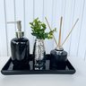 Bandeja preta + vaso folha + difusor vidro + porta sabonete - 3