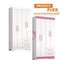Ver imagem 6 de Guarda-roupa Solteiro Dortmund 4 Portas 2 Gavetas Flex Branco New/rosa - Pnr Móveis