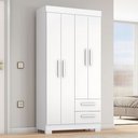 Ver imagem 1 de Guarda-roupa Solteiro Dortmund 4 Portas 2 Gavetas Flex Branco New/rosa - Pnr Móveis