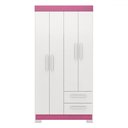 Ver imagem 7 de Guarda-roupa Solteiro Dortmund 4 Portas 2 Gavetas Flex Branco New/rosa - Pnr Móveis