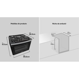 Fogão 5 Bocas de Embutir Dako Diplomata com Mesa de Vidro Preto Bivolt - 5
