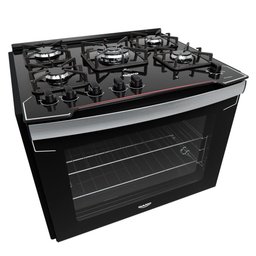 Fogão 5 Bocas de Embutir Dako Diplomata com Mesa de Vidro Preto Bivolt - 3