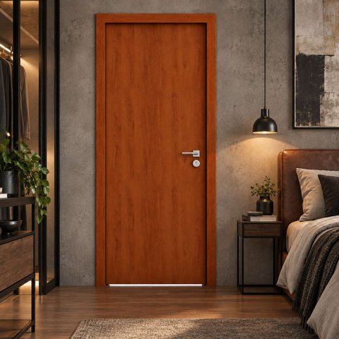 Folha de Porta de Madeira Lisa Clean 210x80 cm Pintura UV:Mogno