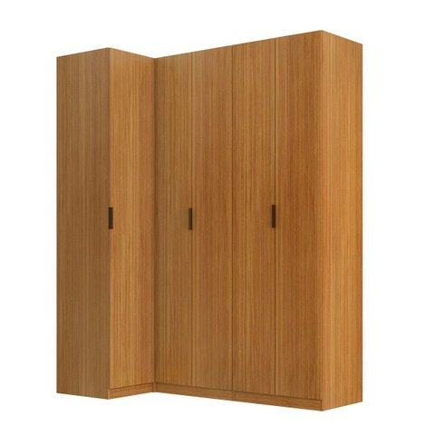 Guarda Roupa de Canto Reto 5 Portas MDF Altezza Clean Belmax:Freijó