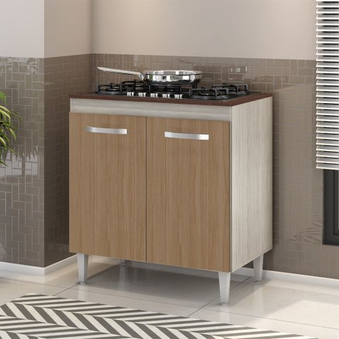 Balcão para Cooktop 4 e 5 Bocas Montana Hr Móveis 2 Portas – Elmo/Marrom