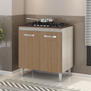 Balcão para Cooktop 4 e 5 Bocas 2 Portas Montana Hr Móveis:elmo-marrom