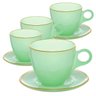 Jogo de Xícaras de Chá Matte Verde com Borda Dourada em Vidro com Pires 170ml - 8 Peças - 1