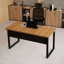 Ver imagem 5 de Mesa Escritório Escrivaninha Retangular Industrial MDF 140cm Freijó com Preto F5 Office