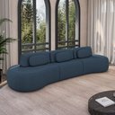 Ver imagem 1 de Sofá Sala de Estar Modulado França 326cm Encosto Articulável com Almofadas Linho Azul G45 - Gran Bel