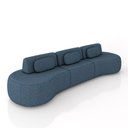 Ver imagem 2 de Sofá Sala de Estar Modulado França 326cm Encosto Articulável com Almofadas Linho Azul G45 - Gran Bel